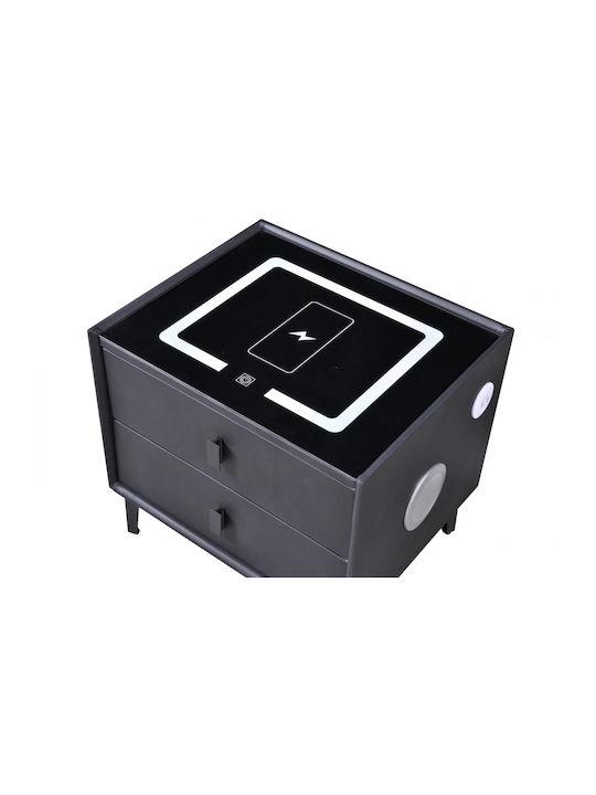 Black Wooden Bedside Table 40x40x45cm