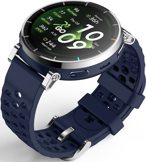 Amazfit Active 3 Premium Stainless Steel 45mm Αδιάβροχο Smartwatch με SIM και Παλμογράφο (Μπλε)