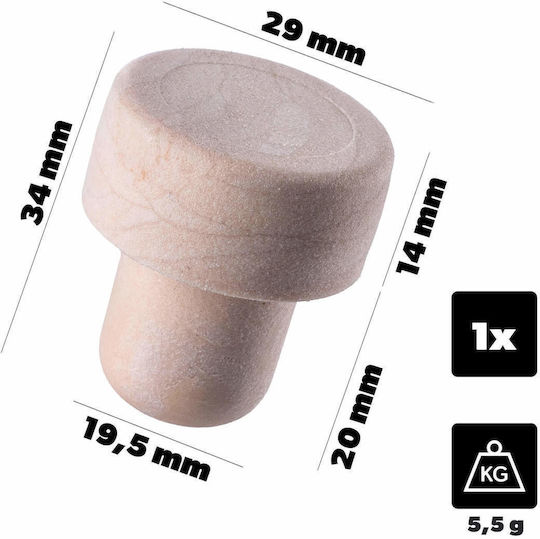 Kadax Weinverschluss Synthetischer Pilz 19,5mm 1 Stück