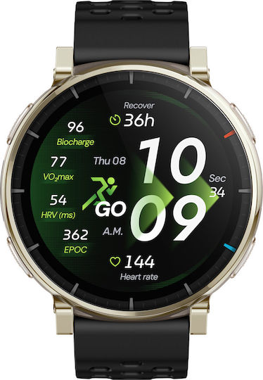 Amazfit Active 3 Premium Stainless Steel 45mm Αδιάβροχο Smartwatch με SIM και Παλμογράφο (Μαύρο)