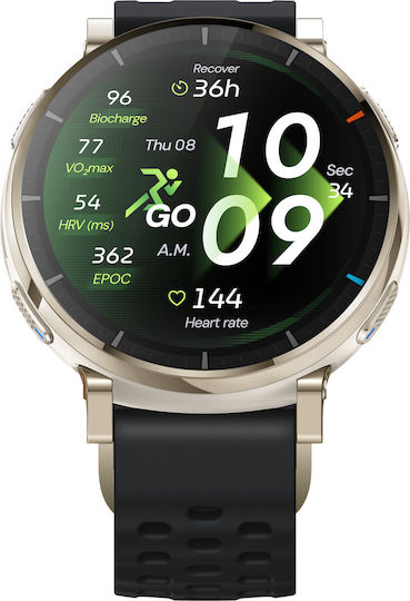 Amazfit Active 3 Premium Stainless Steel 45mm Αδιάβροχο Smartwatch με SIM και Παλμογράφο (Μαύρο)
