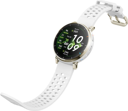 Amazfit Active 3 Premium Stainless Steel 45mm Αδιάβροχο Smartwatch με SIM και Παλμογράφο (Λευκό)