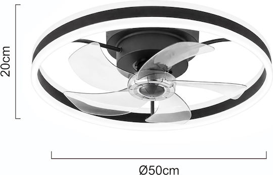 Powertech Πλαφονιέρα 50cm με Φως Μαύρη