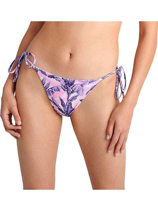 Bikini Slip με Κορδονάκια Μωβ-ροζ
