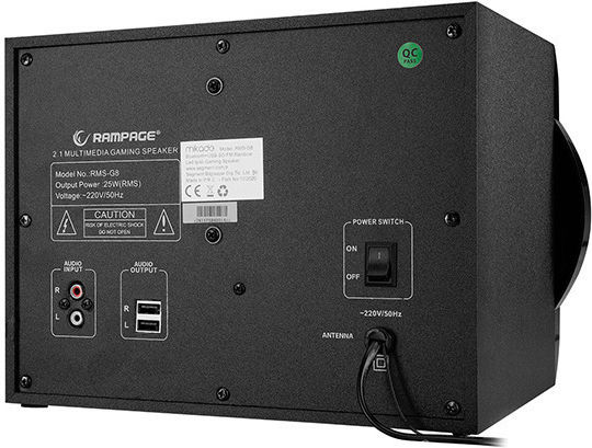 Rampage RMS-G8 Computer Speakers 2.1 With RGB Lighting and 25W Power Black