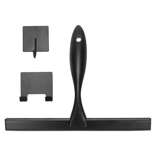 Racletă Baie din Oțel Inoxidabil cu Suport Adeziv Lamă 25 Cm Finisaj Negru Mat