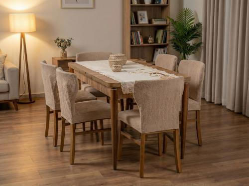 Linea Home Fin Elastic Chair Cover Beige 6 Pieces