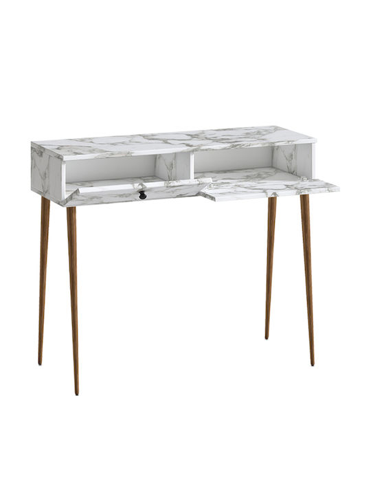 Alis Konsolentisch aus Holz & Marmor Weiß M110xB29xH88cm