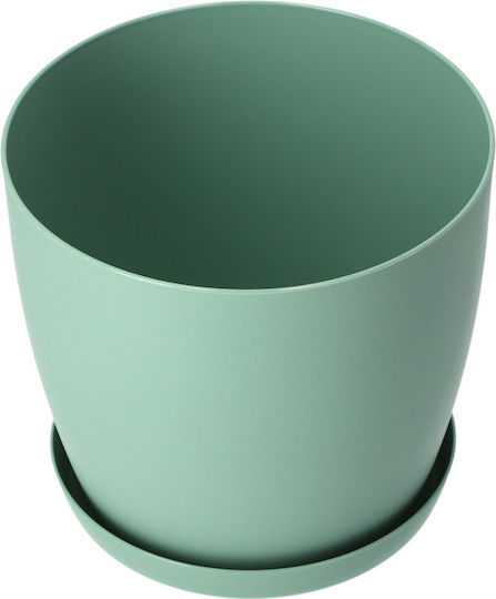 Kadax Kunststoff Blumentopf Grün mit Untersetzer 12x11x10cm