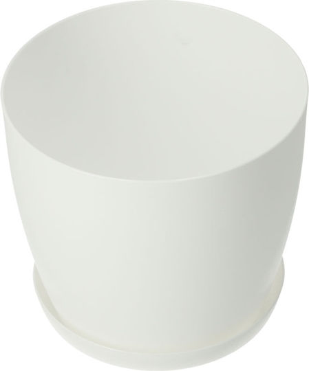 Kadax Γλάστρα Πλαστική White Matte με Πιάτο 25x23εκ.