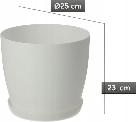 Kadax Γλάστρα Πλαστική White Matte με Πιάτο 25x23εκ.