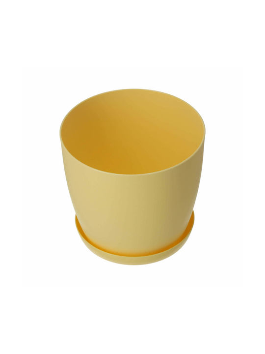 Kadax Kunststoff Blumentopf Gelb Matt mit Untersetzer 25x23cm