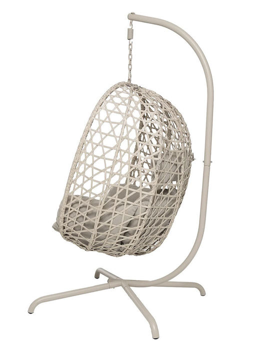 Κούνια Φωλιά με Βάση και Μαξιλάρι Rattan Μπεζ 94x63x116cm