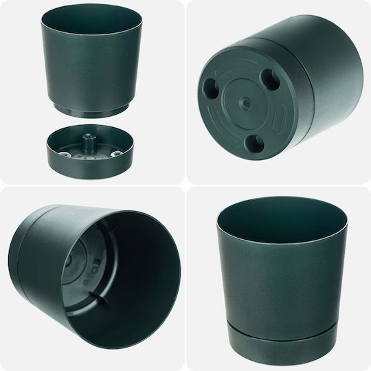Kadax Plastic Green Flower Pot with Saucer 34.5x34.5cm