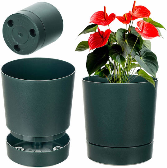 Kadax Plastic Green Flower Pot with Saucer 34.5x34.5cm