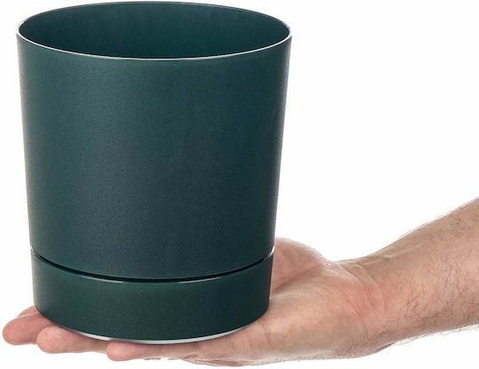 Kadax Kadax Kunststoff Grüner Blumentopf mit Untersetzer 14,5x14,5cm