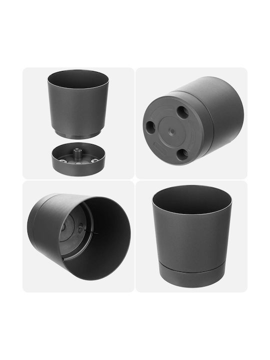 Kadax Set 2 Ghivece de Flori Din Plastic Gri Cu Farfurie