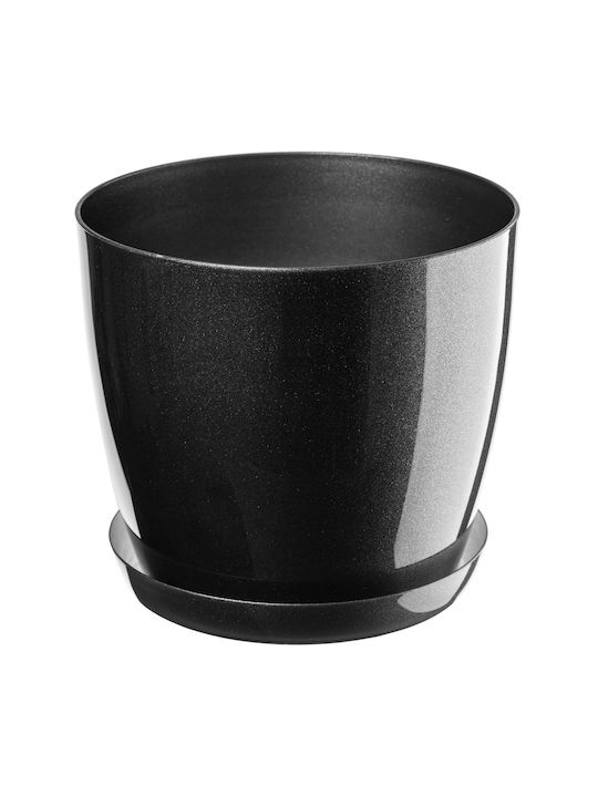 Kadax Set Of 3 Plastic Graphite Flower Pots With Saucer