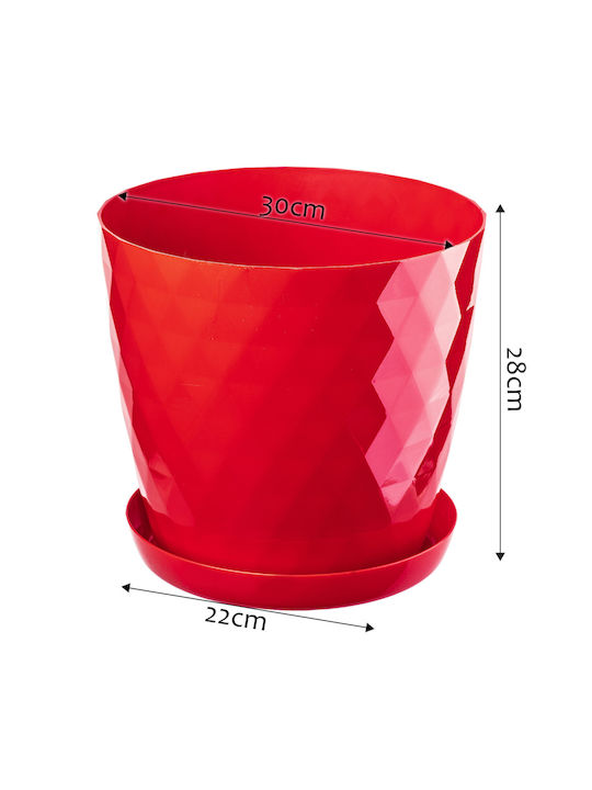 Kadax Set 3 Kunststoff Blumentöpfe Rot mit Untersetzer