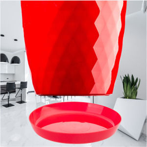 Kadax Set 3 Ghivece de Flori Plastice Roșii cu Farfurie