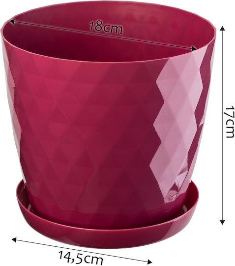 Kadax Σετ 3 Γλάστρες Πλαστικές Pink με Πιάτο