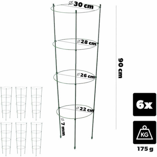 Ring Support Plants Flowers 90cm Metal Stakes 6pcs