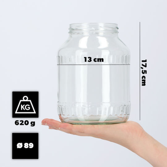 Kadax Βαζάκι Γυάλινο με Καπάκι 1700ml (8τμχ)