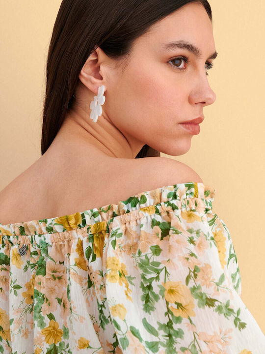 Γυναικεία Μπλούζα Off-Shoulder Floral Πολύχρωμο