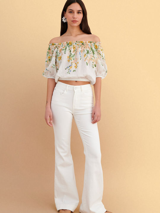 Γυναικεία Μπλούζα Off-Shoulder Floral Πολύχρωμο