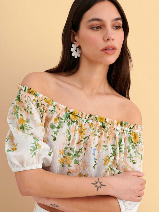 Γυναικεία Μπλούζα Off-Shoulder Floral Πολύχρωμο