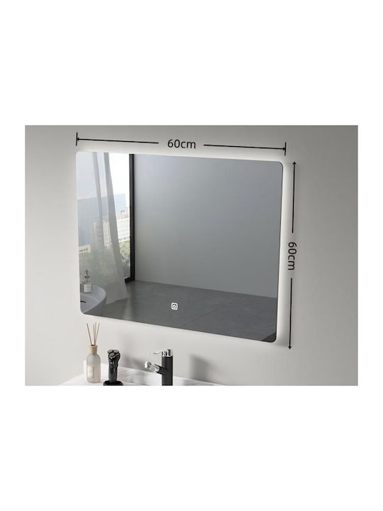 Smart Ορθογώνιος Καθρέπτης Μπάνιου Led Αφής 60x60cm