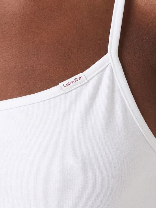 Women's Cotton Blouse with Spaghetti Straps White