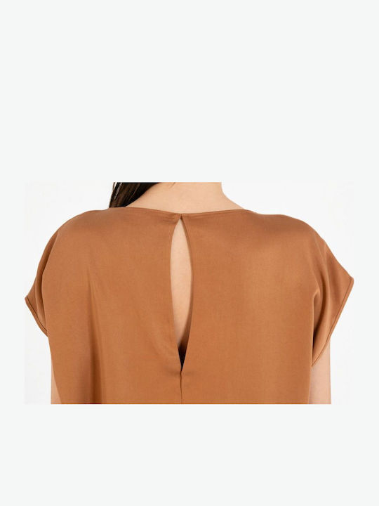 Women's Crop Top Short Sleeve Camel