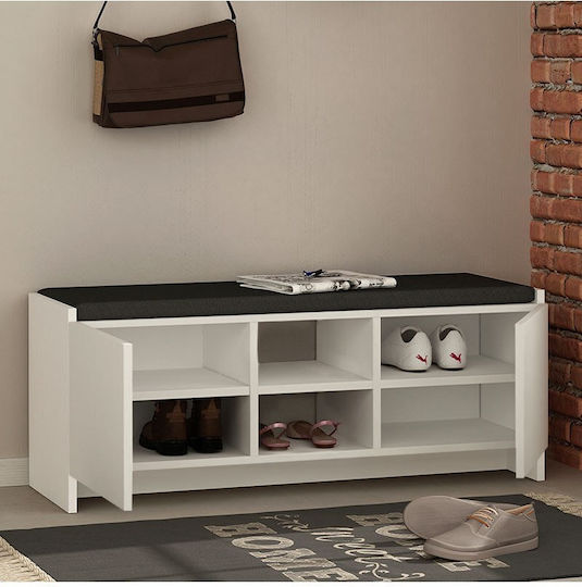 Suport pentru pantofi Zulla cu 6 Rafturi Alb L110xW37xH43cm