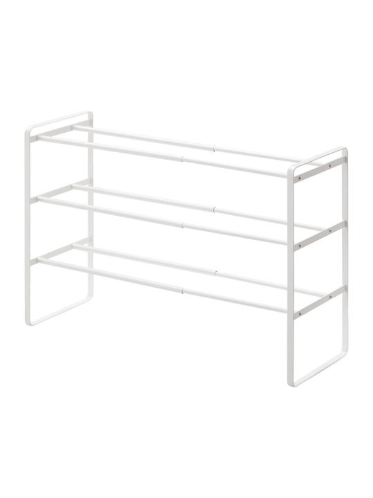 Frame Metallic Shoe Organizer with 3 Shelves White 70x25x46cm