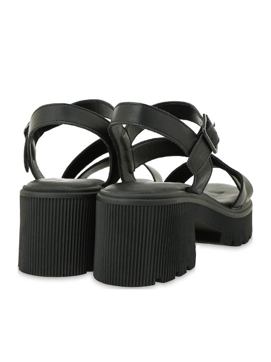 Damen Sandalen Schwarz Leder