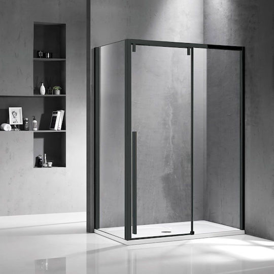 Karag Santorini Σταθερό Πλαϊνό Ντουζιέρας 150x200cm Clear Glass Nero Karag Santorini Σταθερό Πλαϊνό Ντουζιέρας 150x200cm Clear Glass Nero