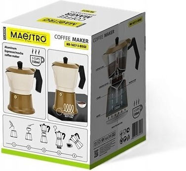 Maestro Espressokocher Für Den Herd Silber MR-1657-3-Beige