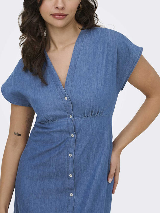 Nova Summer Midi Shirt Dress Denim Blue