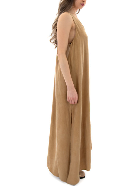 Καλοκαιρινό Maxi Φόρεμα για Γάμο / Βάπτιση Μπεζ