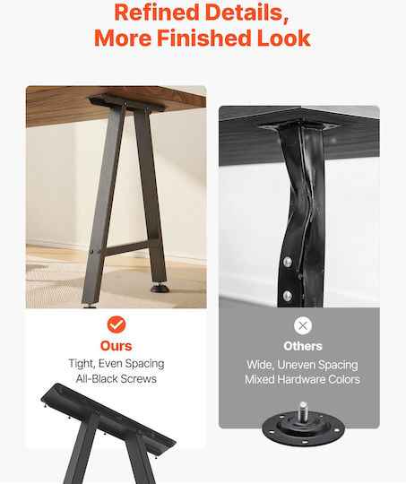 Vevor Metal Furniture Leg 2 Pieces Suitable for Table / Coffee Table / Office 74x55x21.7cm Black