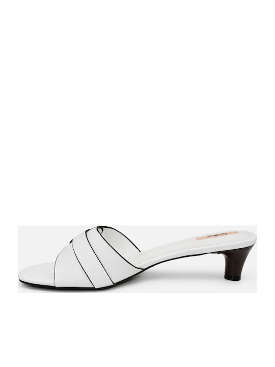 Mules With Chunky Low Heel In White Colour SV-VB6330-26ML-WHITE