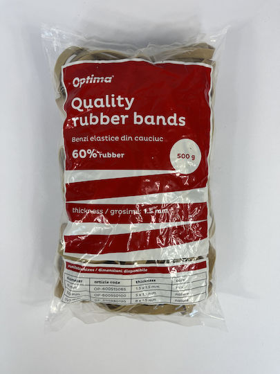 Benzi Elastice Optima Benzi de Cauciuc Bani 60% Cauciuc 500g/pungă Diametru 120mm Grosime 8mm x 1.5mm Optima Naturale