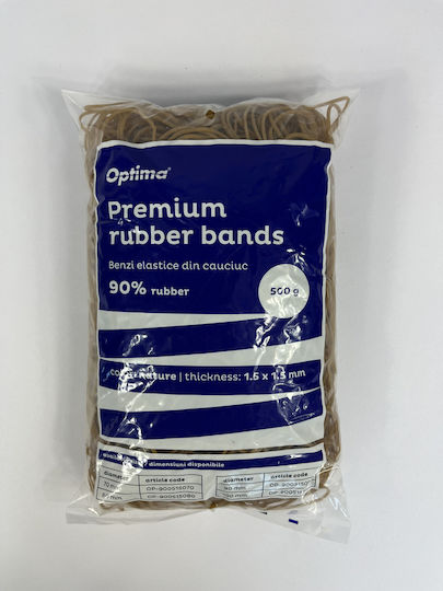 Benzi Elastice Optima Benzi de Cauciuc Bani 90% Cauciuc 500g/pungă Diametru 90mm Grosime 1,5mm X 1,5mm Optima Naturale