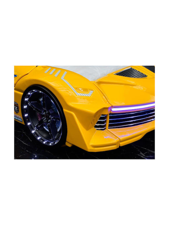SteweHome Bed With Racing Car Theme Yellow 243 x 134 x 60cm