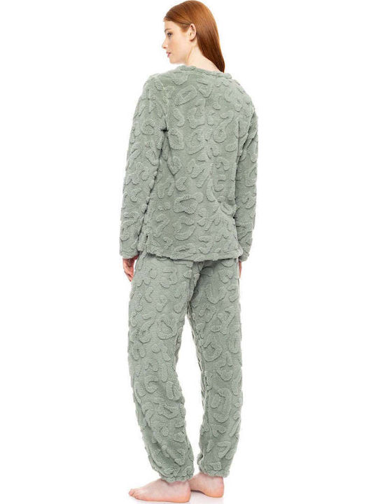 Pink Label Winter Women's Fleece Pajama Set Leo