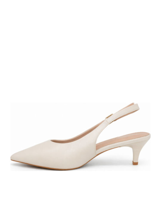 Heels with Strap & Thin Mid Heel Ecru SV-VB69301-26HH-EKROU