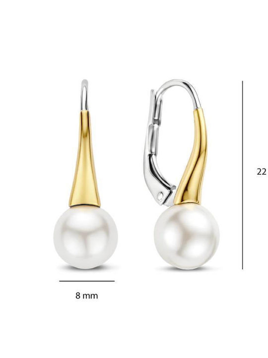 Ti Sento Silver Hoop Earrings With Pearls