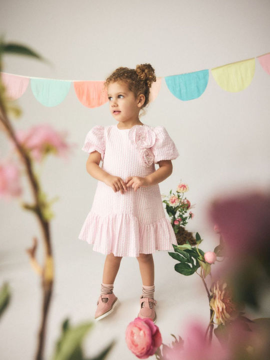 Girls Dress Striped Pink