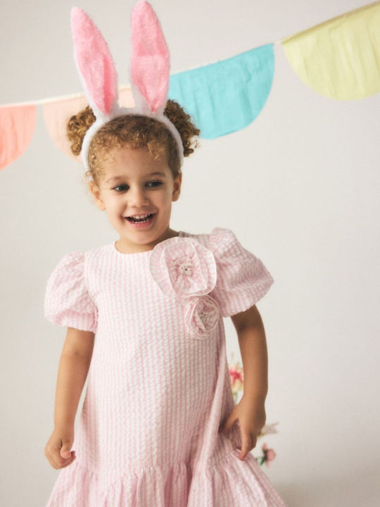 Girls Dress Striped Pink